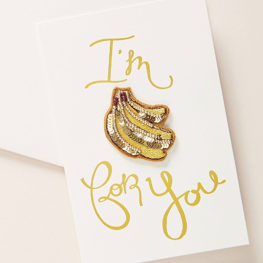 NWT Anthropologie I'm Bananas for You Patch + Card